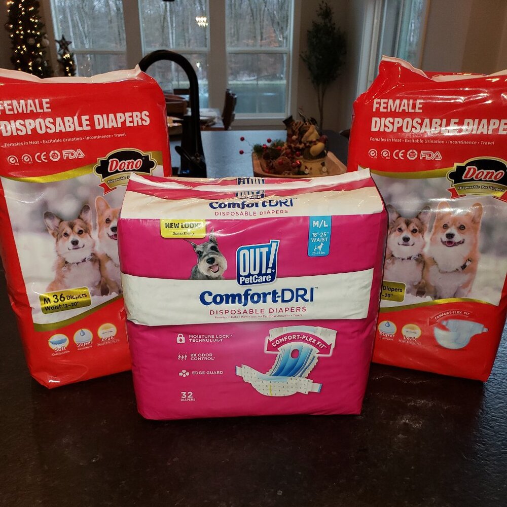 Dono Disposable Dog Diapers Female, Super Absorbent Doggie Diaper, Size:  M/L